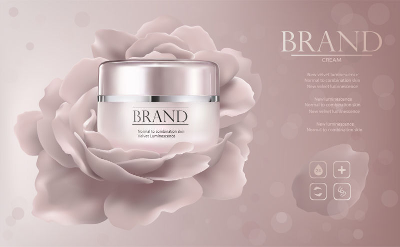 创意矢量粉色玫瑰面霜海报设计