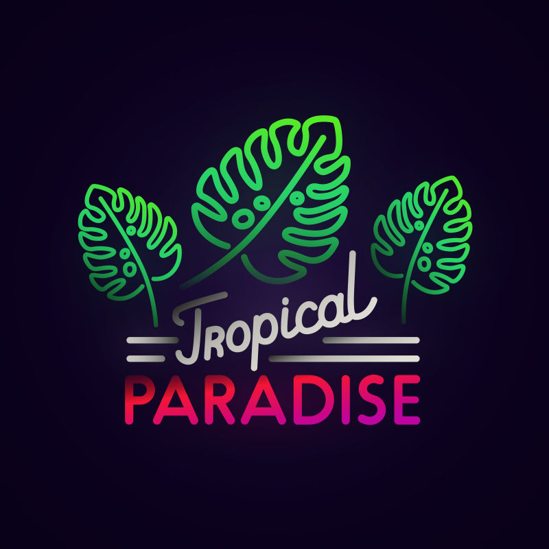 霓虹树叶标志矢量设计