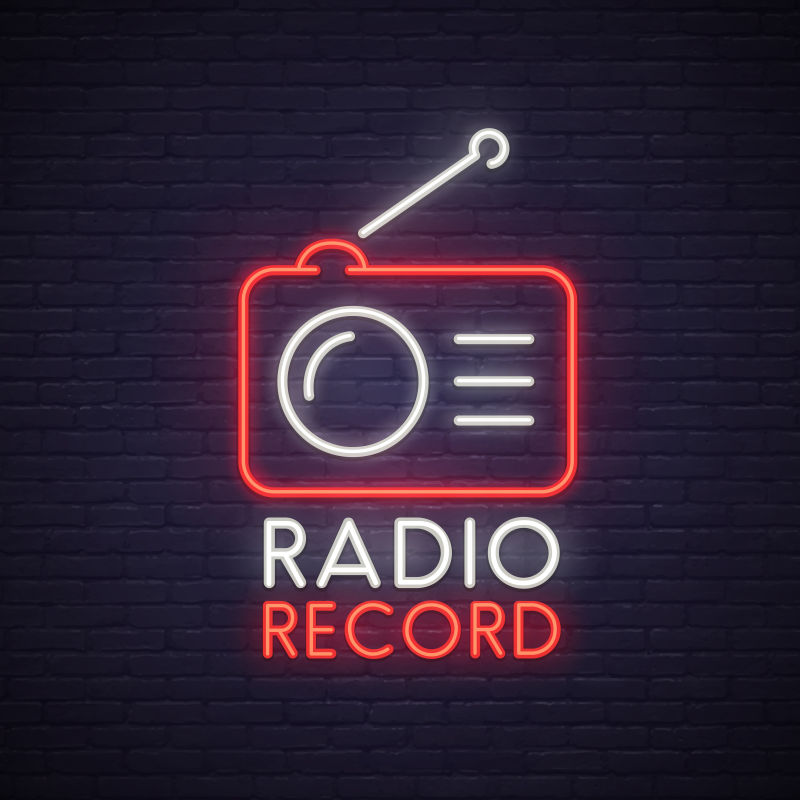 霓虹录音机标志矢量设计