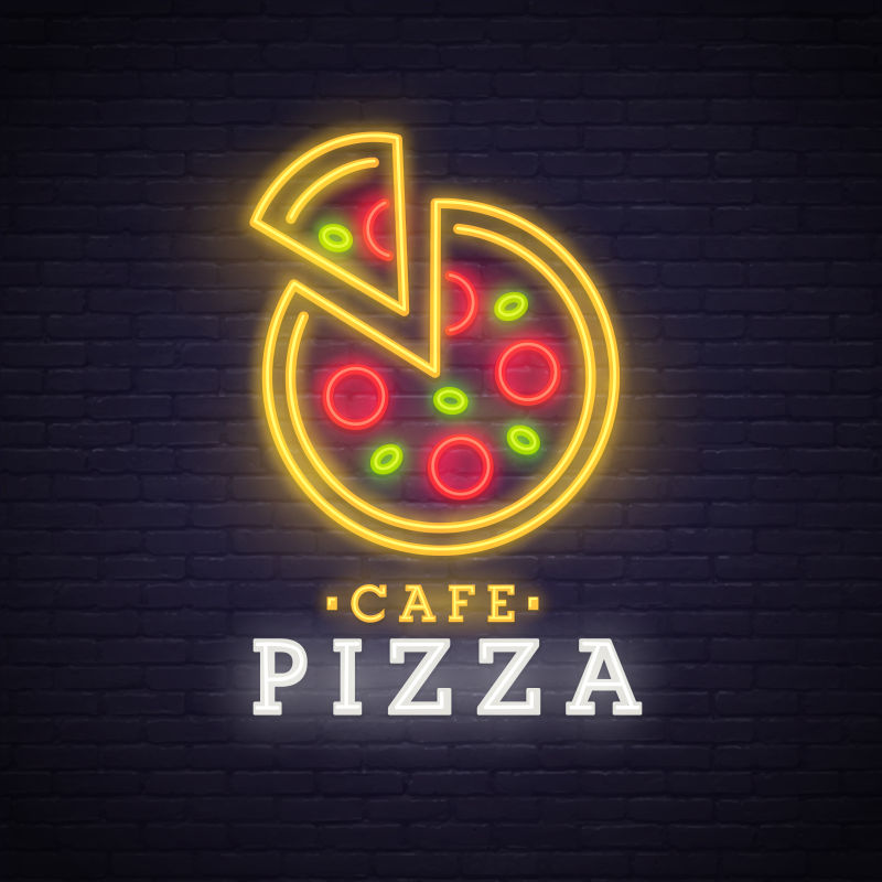 矢量的霓虹比萨标志