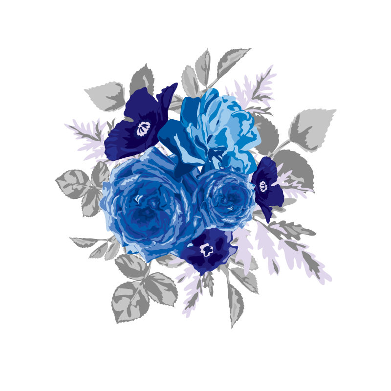 创意矢量蓝色玫瑰设计元素
