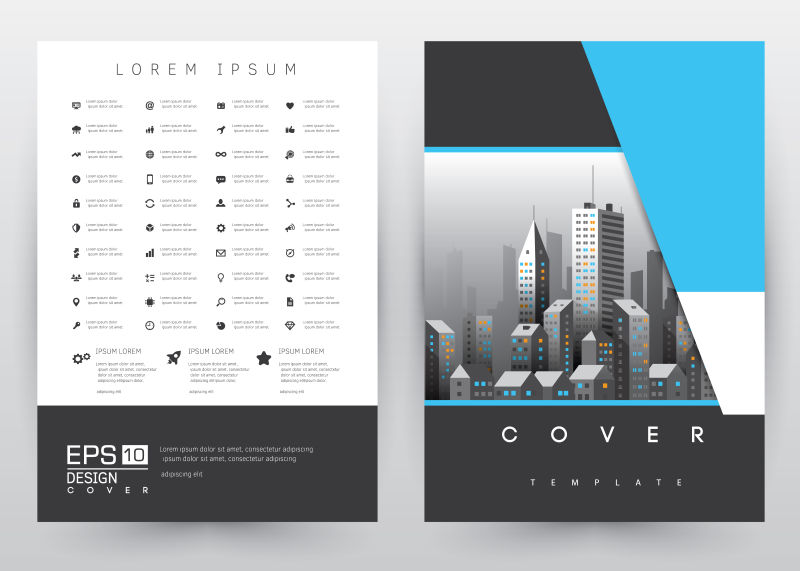 抽象矢量现代蓝色黑色商业宣传单