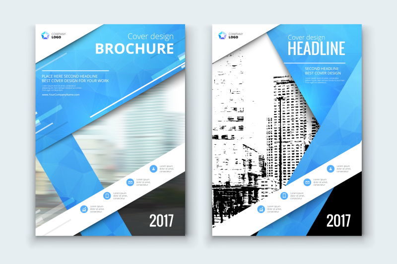 抽象矢量蓝色现代小册子设计