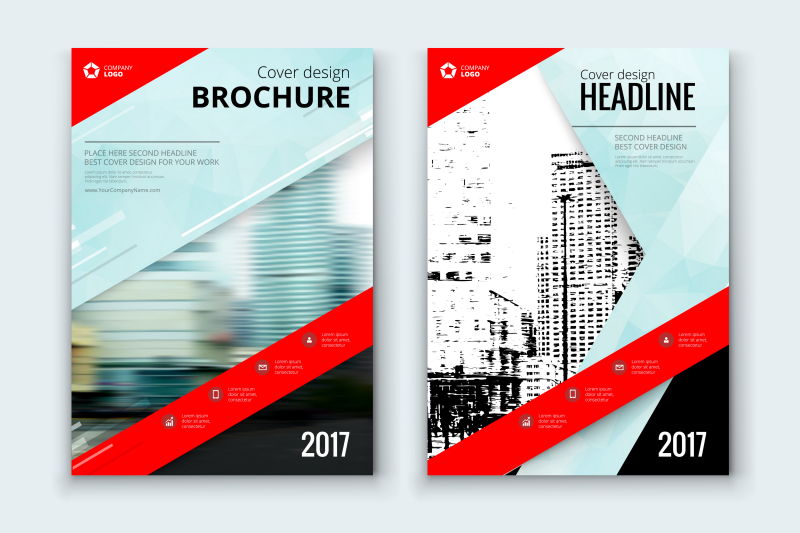 矢量抽象红色几何小册子设计