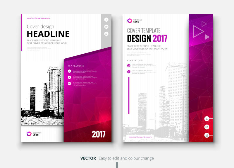 抽象矢量粉紫色现代宣传单设计