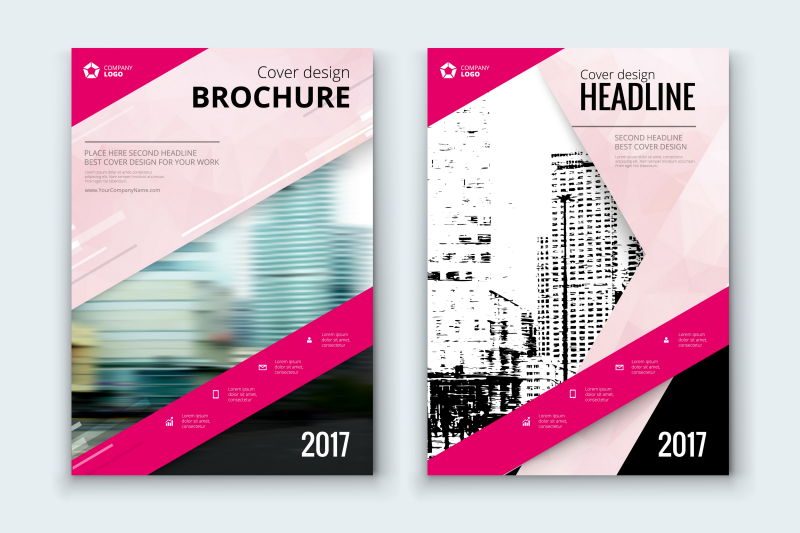 抽象矢量粉色小册子设计