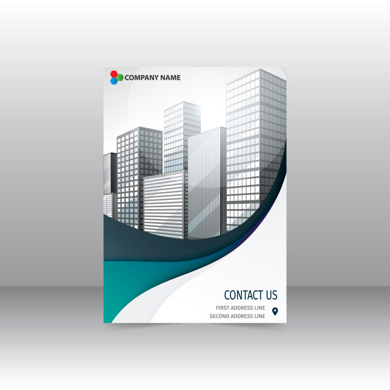 抽象矢量现代蓝色城市宣传单设计