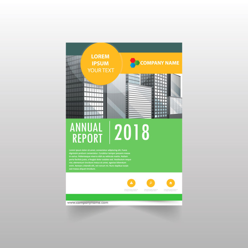 抽象矢量黄色绿色商业宣传单设计