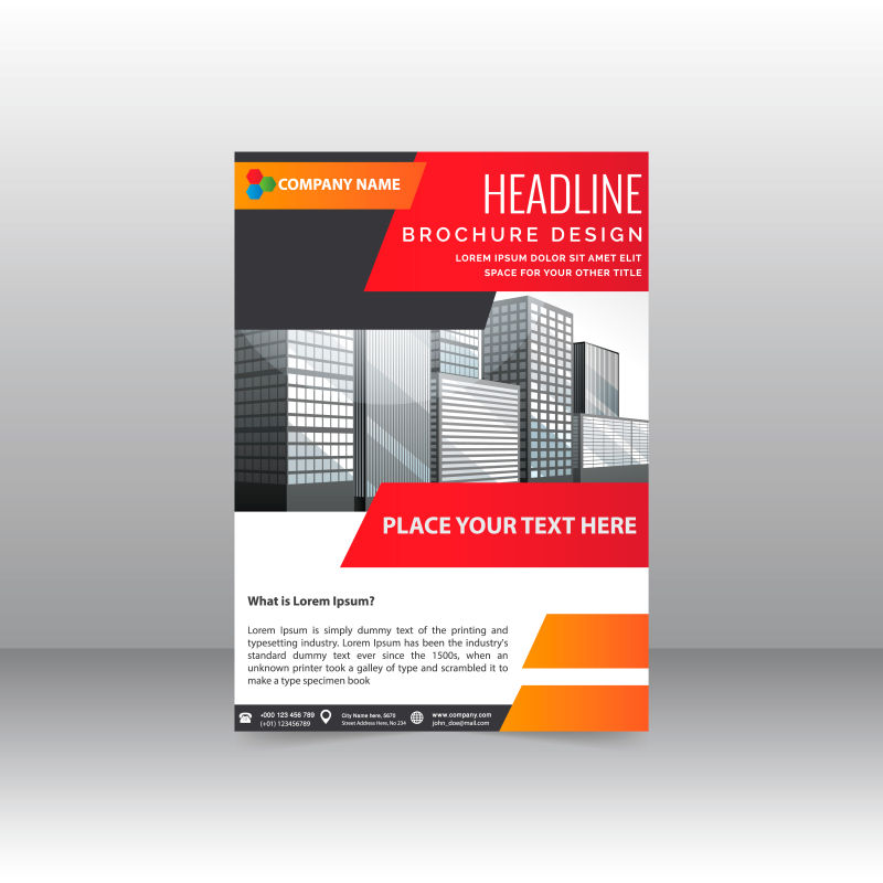 抽象矢量红色几何元素商业宣传单设计