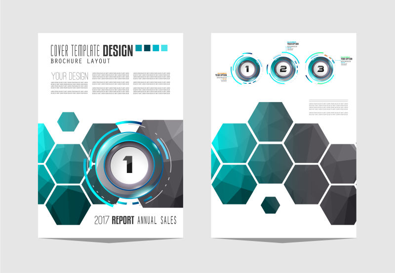 抽象矢量现代几何元素的宣传单设计