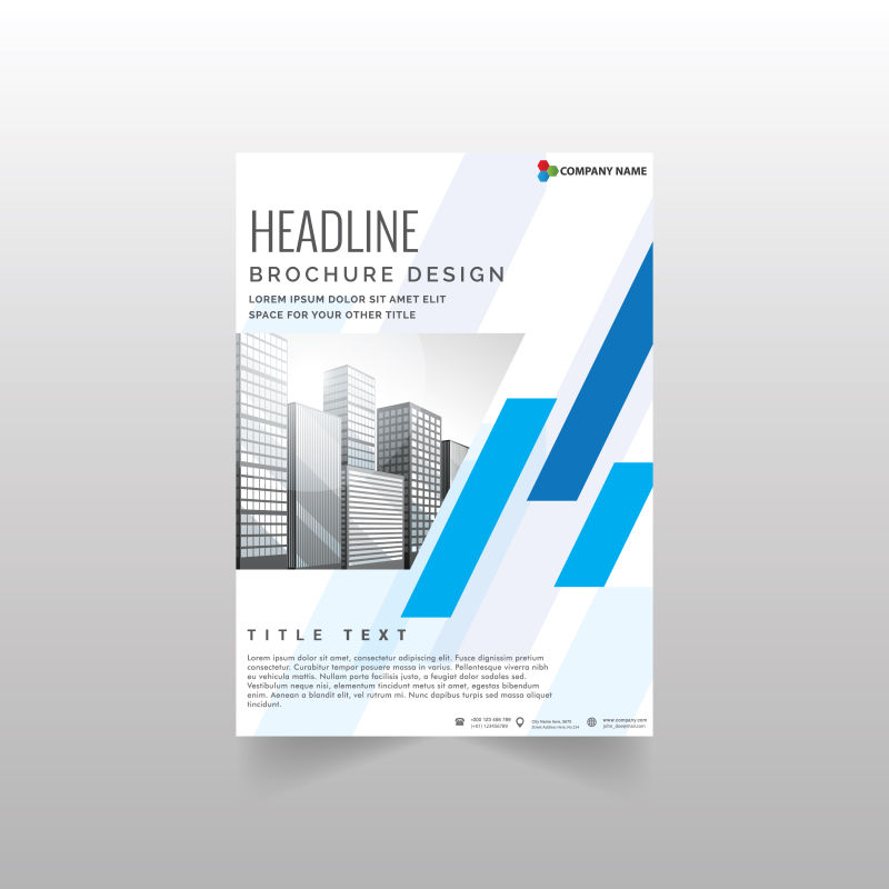 创意矢量蓝色几何风格的商业宣传册封面设计