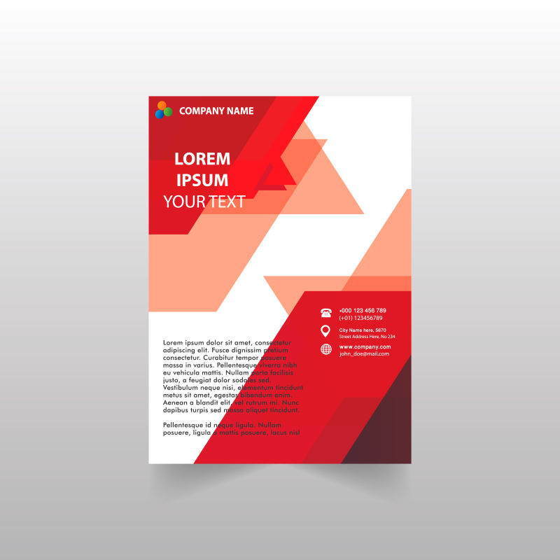 创意矢量现代红色几何宣传册平面设计