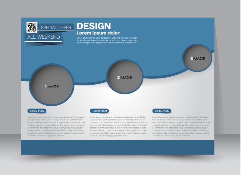创意矢量蓝色商业矩形宣传册封面设计