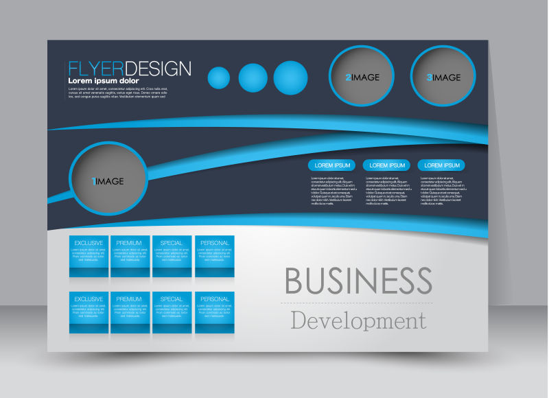 创意矢量蓝色现代矩形宣传册设计