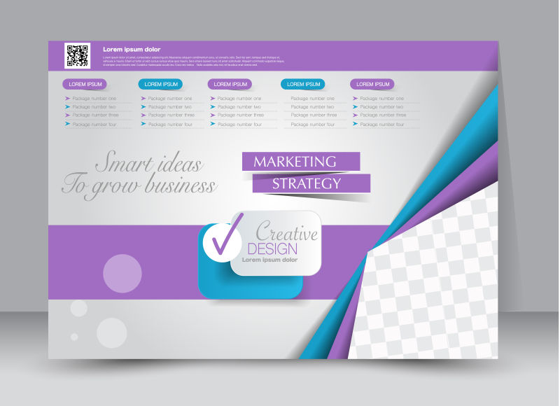 创意矢量现代紫色蓝色元素的宣传册设计