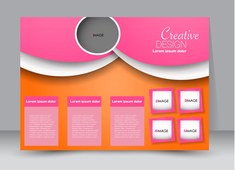 创意矢量现代粉色橙色宣传册设计