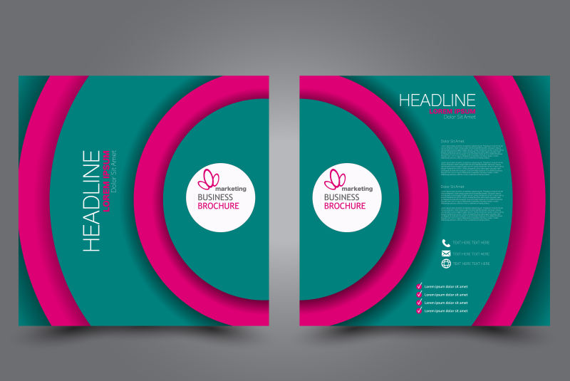 创意矢量绿色粉色方形宣传册设计