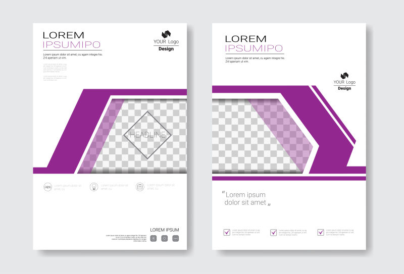 创意矢量紫色元素的宣传册平面设计