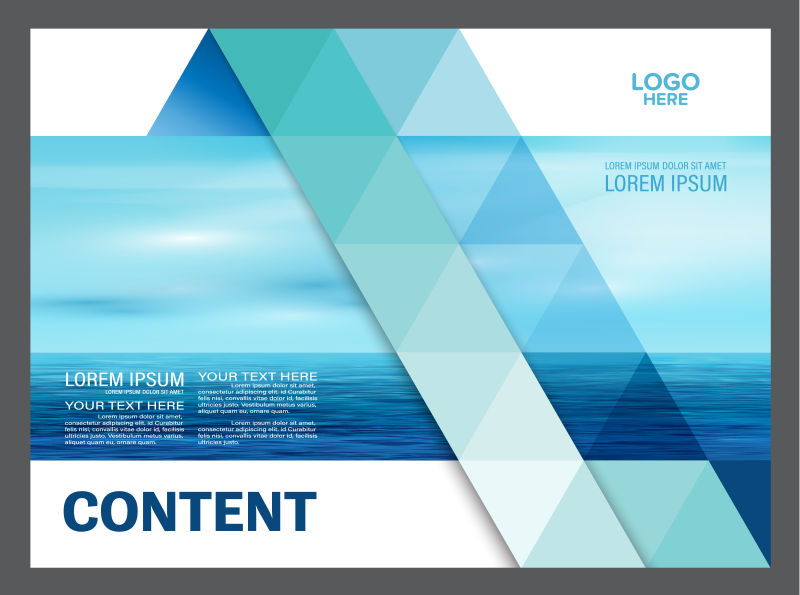 抽象矢量海景元素的商业宣传单设计