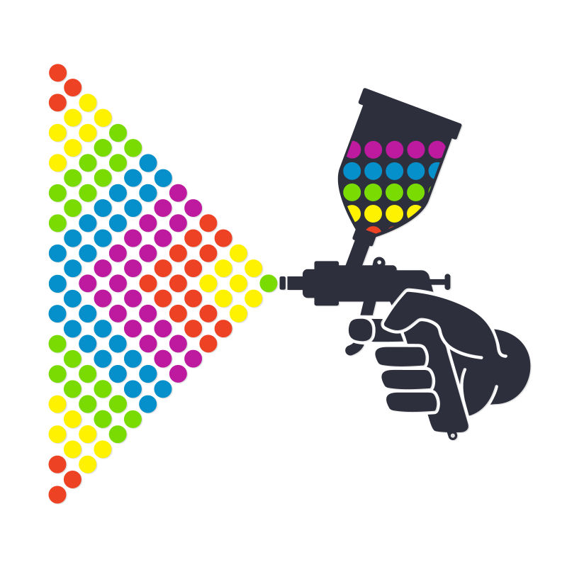 矢量彩色圆点喷枪