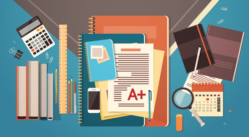 创意矢量工作台平面插图