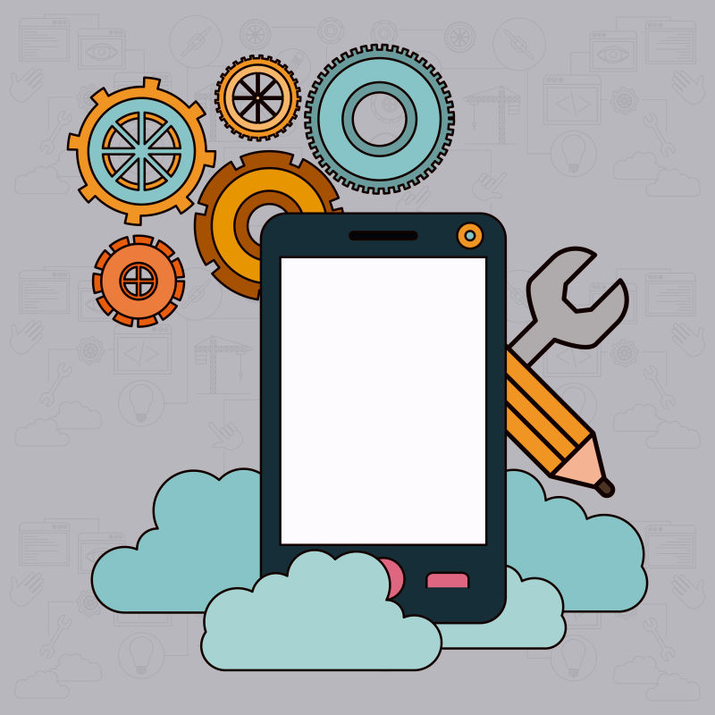 抽象矢量现代智能手机储存功能插图