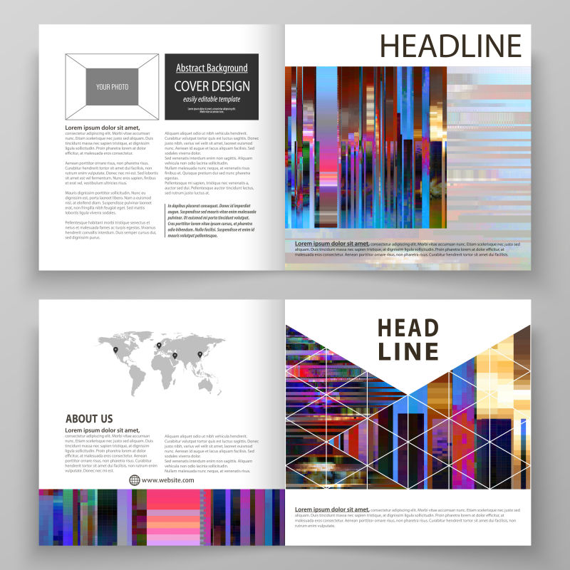 创意矢量彩色几何风格的宣传单平面设计