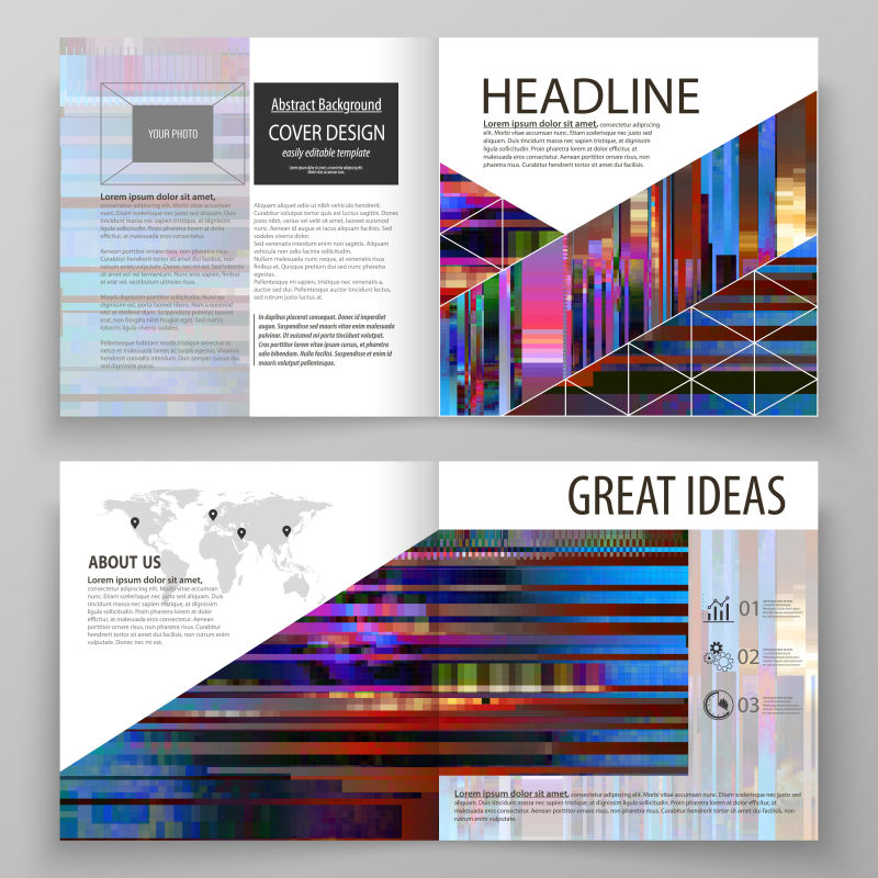 抽象矢量现代光线元素的宣传单设计