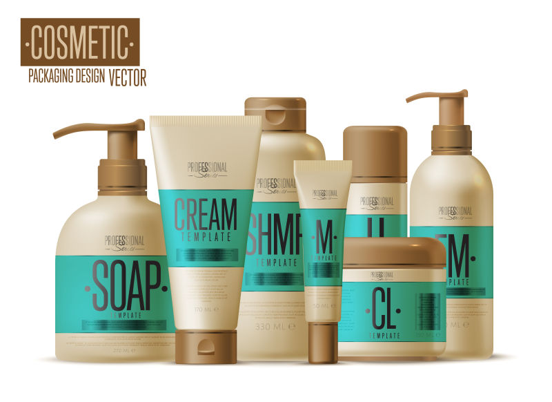 抽象矢量复古护肤品包装设计插图