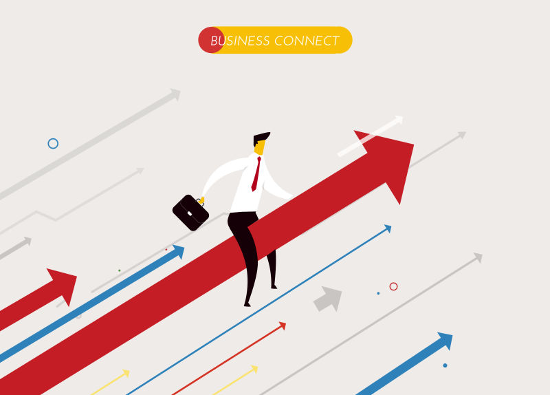 创意矢量商业飞跃成功概念插图