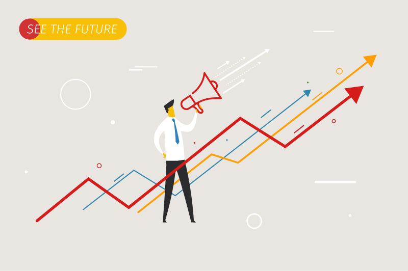 抽象矢量现代展望未来的商人概念插图设计