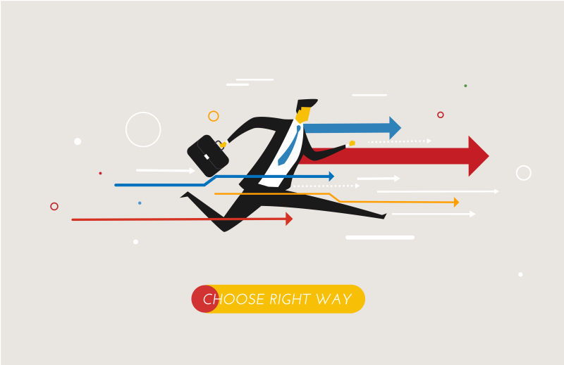 抽象矢量快速奔跑的商人插图