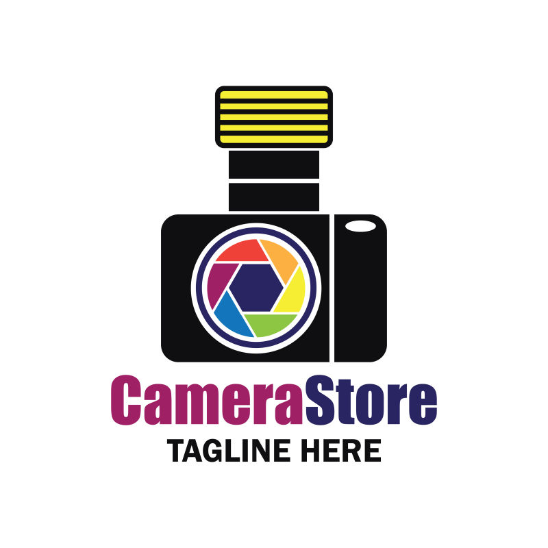 矢量彩色相机商店标志设计