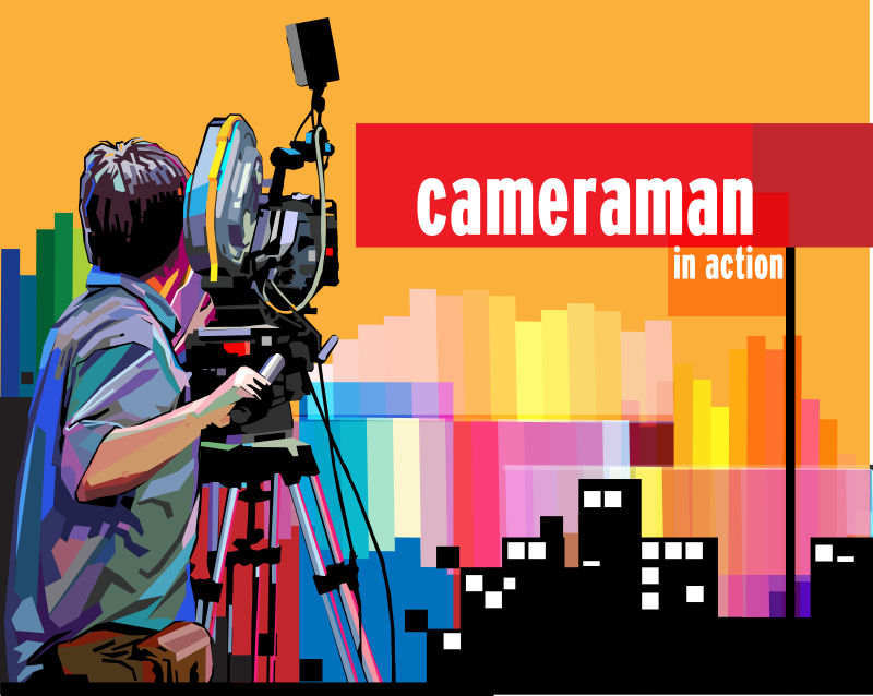 创意矢量卡通摄影师平面插图