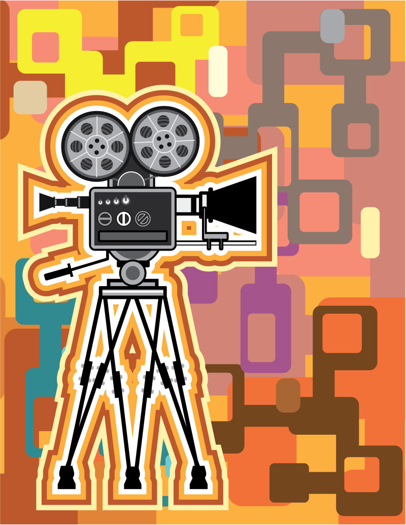 创意矢量电影摄影仪插图