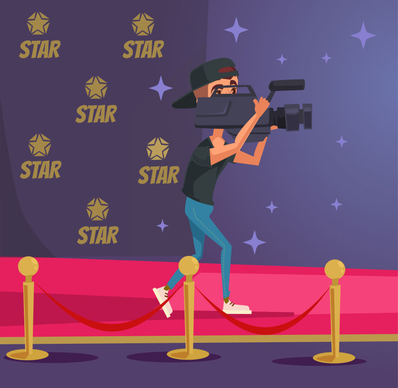 创意矢量卡通摄影师插图