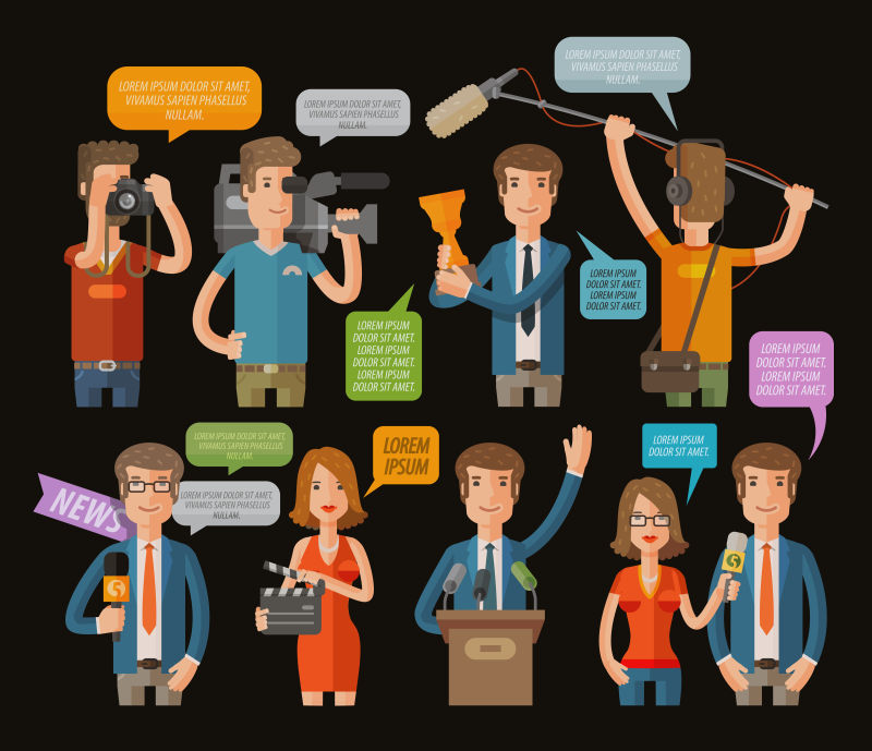 创意矢量现代摄影团队的平面插图