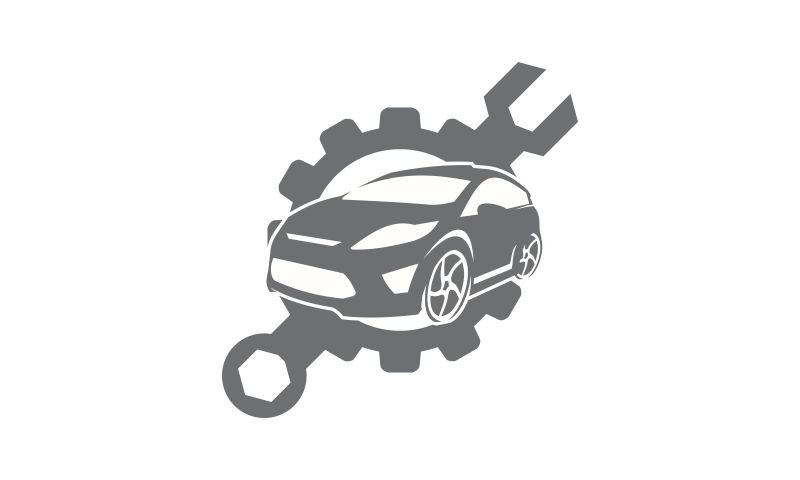 抽象矢量汽车修理主题的平面标志设计