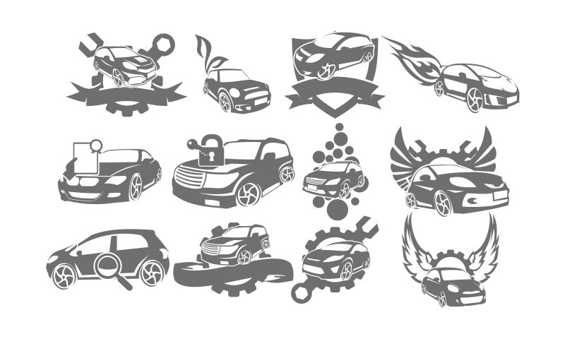 创意矢量汽车服务概念标志设计