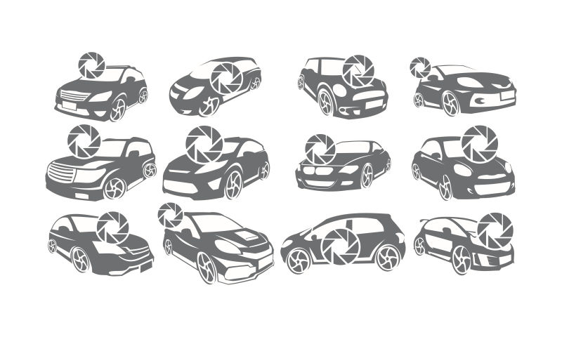 抽象矢量汽车摄影标志设计