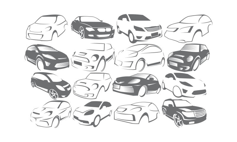 抽象矢量现代汽车线性标志设计