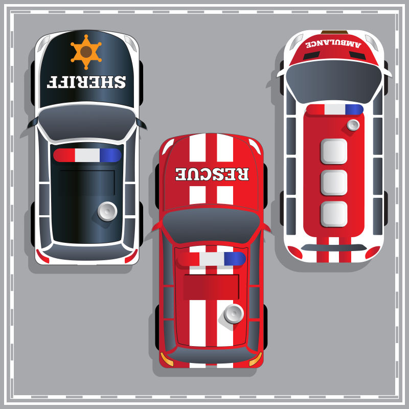 创意矢量各种专用汽车插图