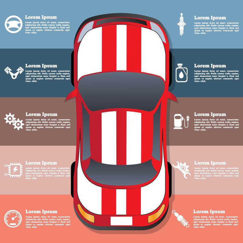 抽象矢量现代汽车维修主题插图