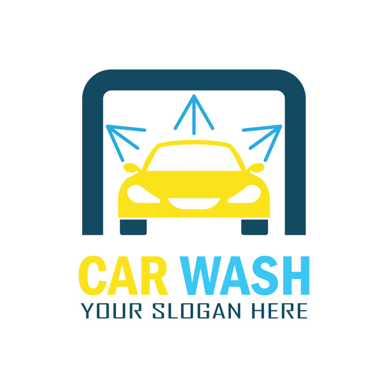 抽象矢量现代洗车主题的平面标志