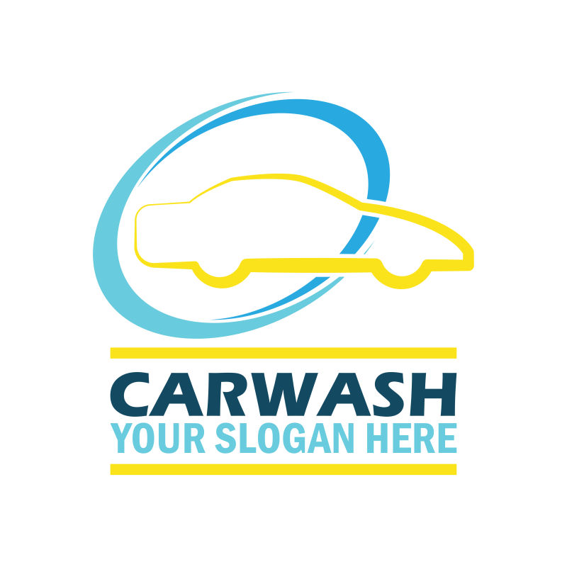 矢量抽象洗车主题的平面标志设计