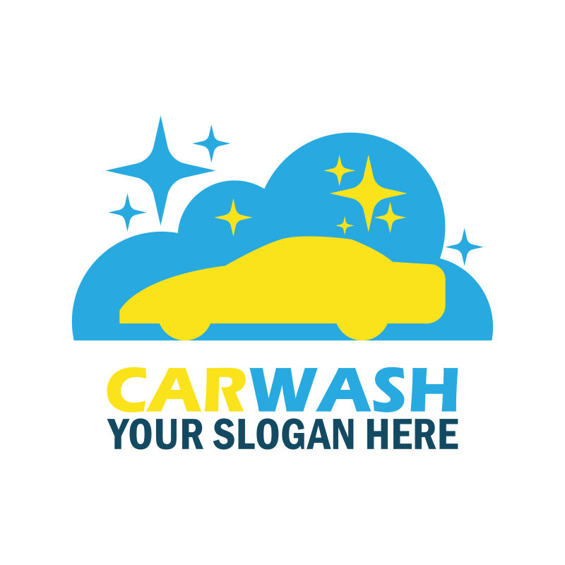 抽象矢量洗车主题的平面设计插图