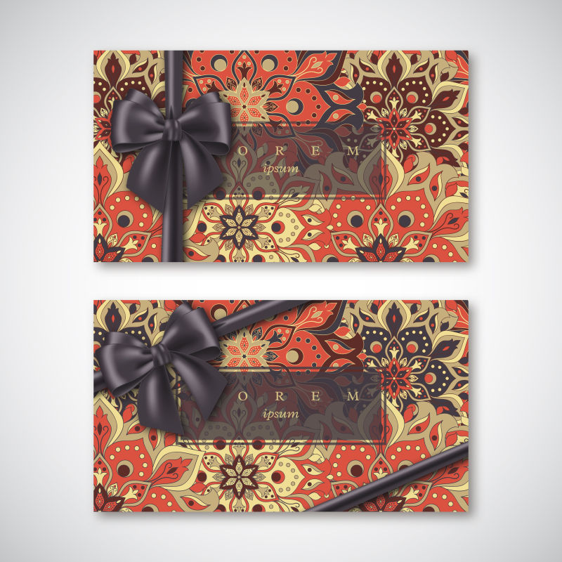 复古花卉图案卡片矢量设计