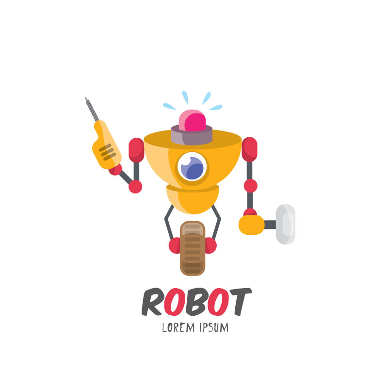 矢量黄色卡通机器人