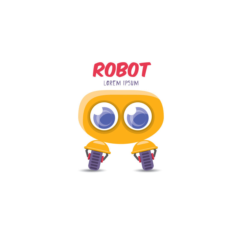 矢量橙色卡通机器人