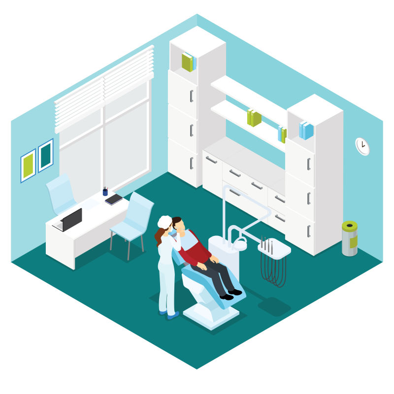 矢量的牙科诊所概念插图